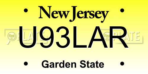 U93LAR New Jersey License Plate