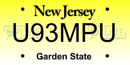 U93MPU New Jersey License Plate