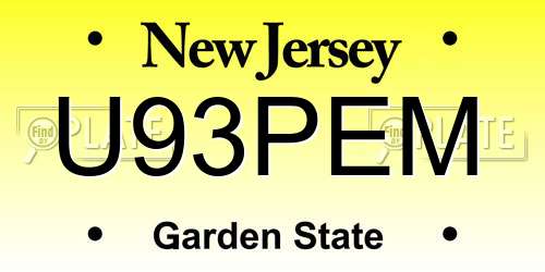 U93PEM New Jersey License Plate