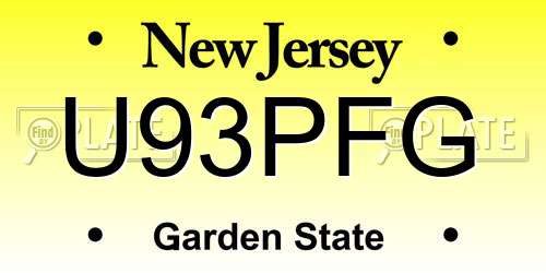 U93PFG New Jersey License Plate