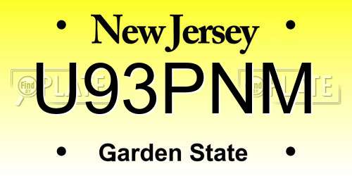 U93PNM New Jersey License Plate
