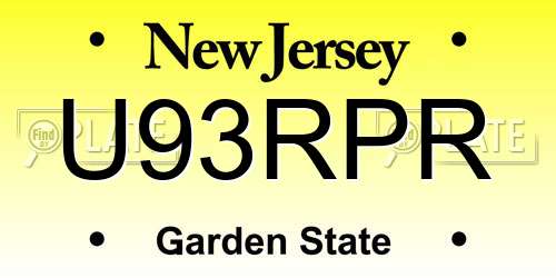 U93RPR New Jersey License Plate