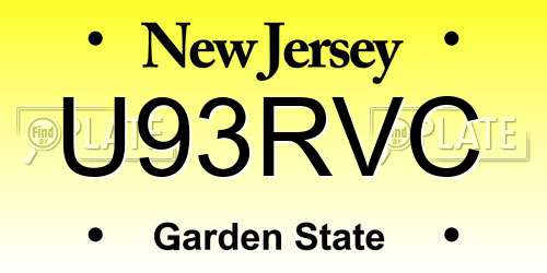 U93RVC New Jersey License Plate