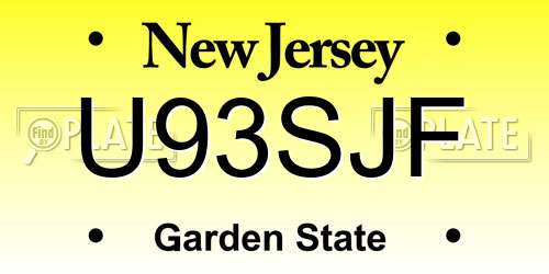 U93SJF New Jersey License Plate