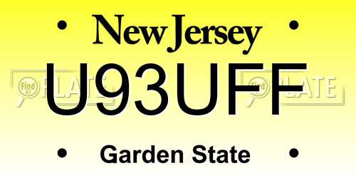 U93UFF New Jersey License Plate