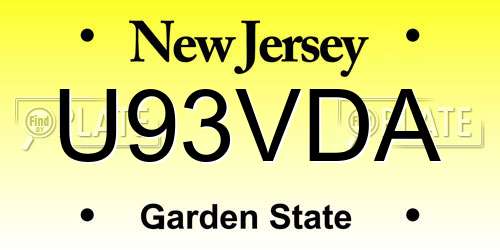 U93VDA New Jersey License Plate