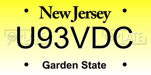 U93VDC New Jersey License Plate