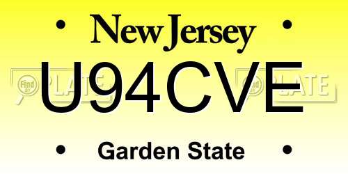 U94CVE New Jersey License Plate