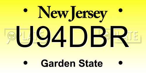 U94DBR New Jersey License Plate