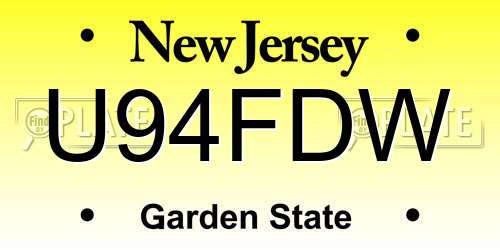 U94FDW New Jersey License Plate