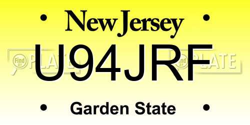 U94JRF New Jersey License Plate