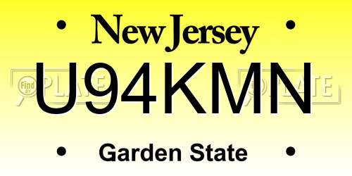 U94KMN New Jersey License Plate