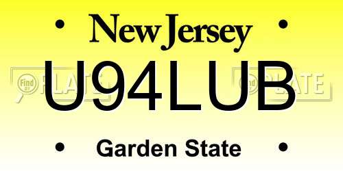 U94LUB New Jersey License Plate