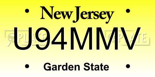 U94MMV New Jersey License Plate