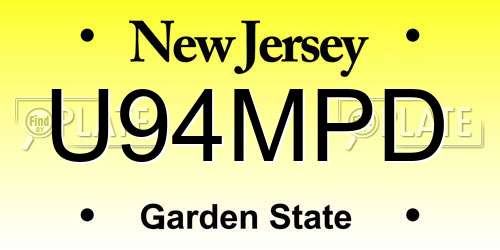 U94MPD New Jersey License Plate