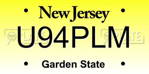 U94PLM New Jersey License Plate