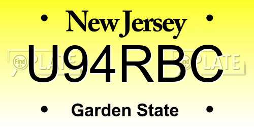 U94RBC New Jersey License Plate