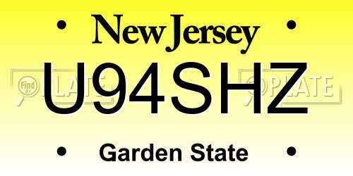 U94SHZ New Jersey License Plate