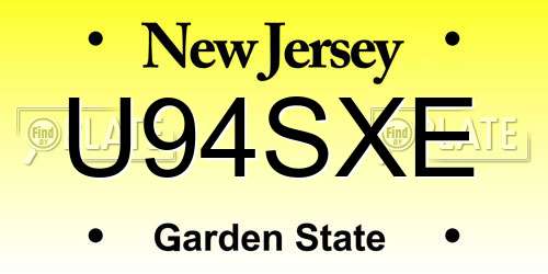 U94SXE New Jersey License Plate