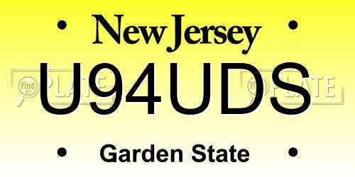 U94UDS New Jersey License Plate