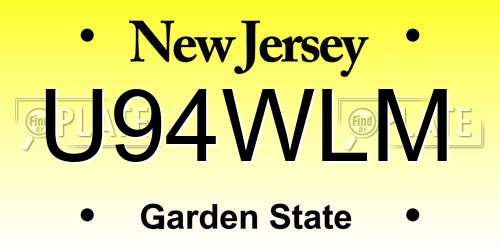 U94WLM New Jersey License Plate
