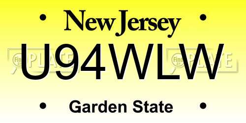 U94WLW New Jersey License Plate