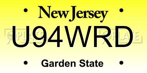 U94WRD New Jersey License Plate