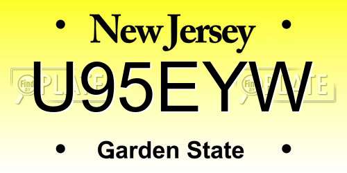 U95EYW New Jersey License Plate