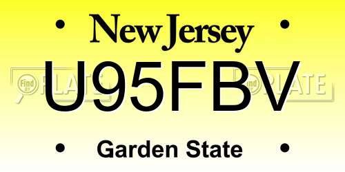 U95FBV New Jersey License Plate