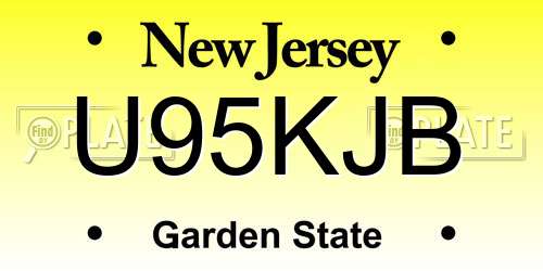 U95KJB New Jersey License Plate