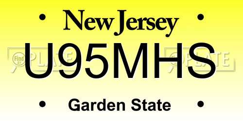 U95MHS New Jersey License Plate