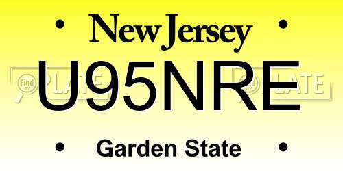 U95NRE New Jersey License Plate