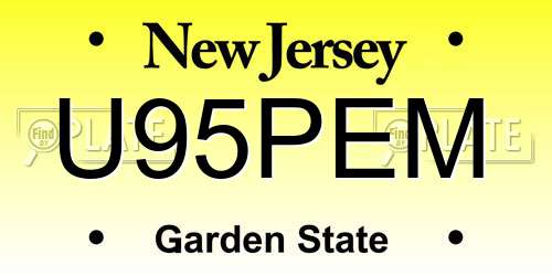 U95PEM New Jersey License Plate