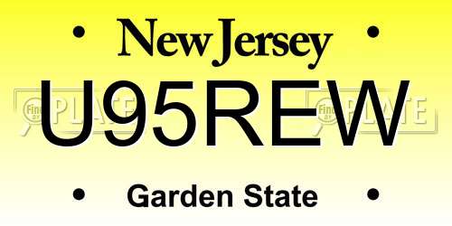 U95REW New Jersey License Plate