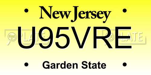 U95VRE New Jersey License Plate