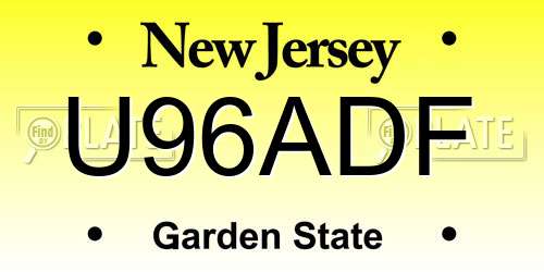 U96ADF New Jersey License Plate