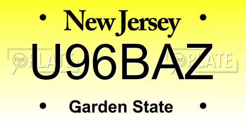 U96BAZ New Jersey License Plate