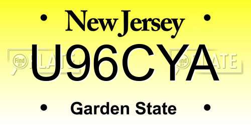U96CYA New Jersey License Plate