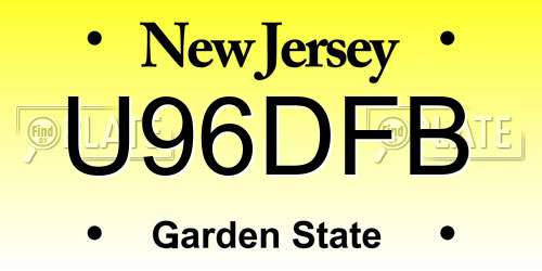 U96DFB New Jersey License Plate