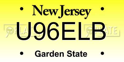U96ELB New Jersey License Plate