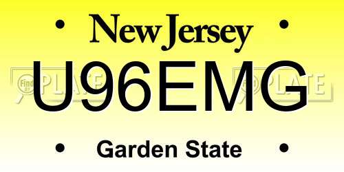 U96EMG New Jersey License Plate