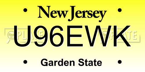 U96EWK New Jersey License Plate