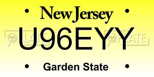 U96EYY New Jersey License Plate