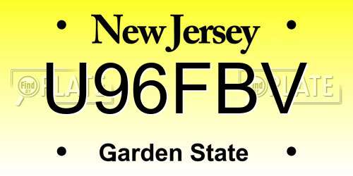 U96FBV New Jersey License Plate