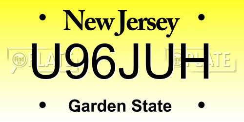 U96JUH New Jersey License Plate