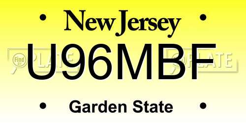 U96MBF New Jersey License Plate