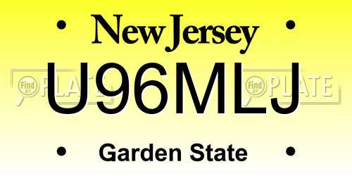 U96MLJ New Jersey License Plate