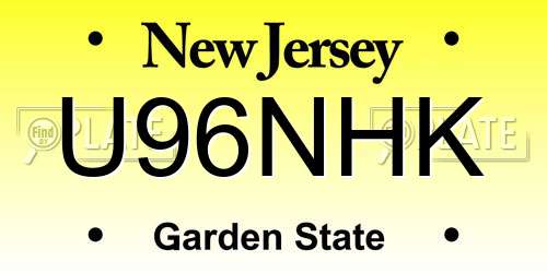 U96NHK New Jersey License Plate