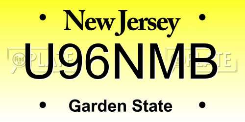 U96NMB New Jersey License Plate