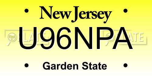 U96NPA New Jersey License Plate
